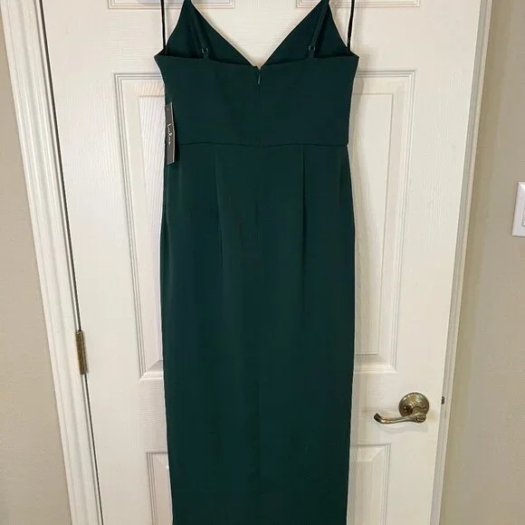 Lulus Dark Green Reinette Midi High Low Wrap Dress size Small Wedding Guest - Picture 9 of 10